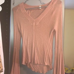 Free People Blush Shirt with Bell Sleeves